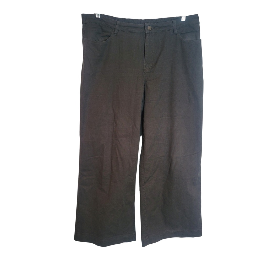 Pact Organic Cotton Stretch Twill Wide Leg Pants Charcoal Grey Womens Size XL